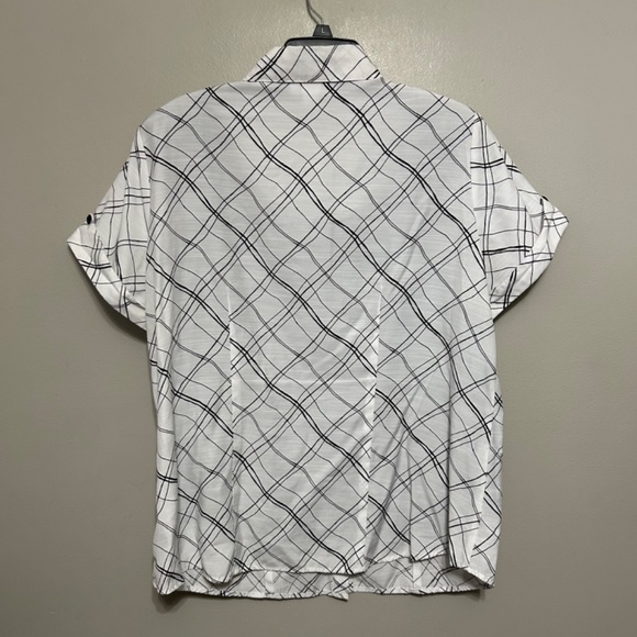 Dressbarn Womens Button Up Shirt 14/16 White Black Tank Top Shoulder Pads Casual - Picture 2 of 11